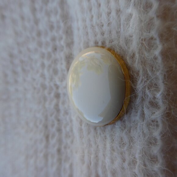 MoHaiR ALPaCa Blend Sezane Sweater Crew Blush Pink Buttons Down Arm Italy M - Picture 10 of 12